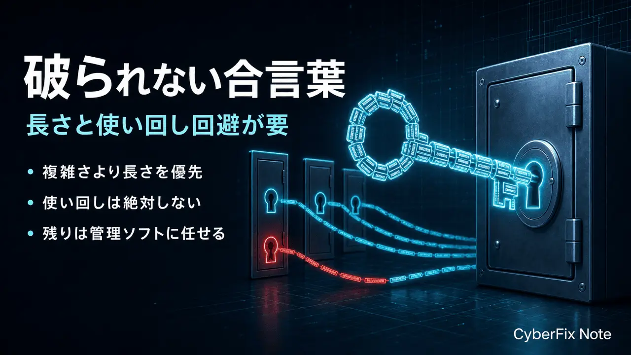 安全なパスワードの作り方と管理。長さ優先・使い回し回避をNISTの考え方から解説