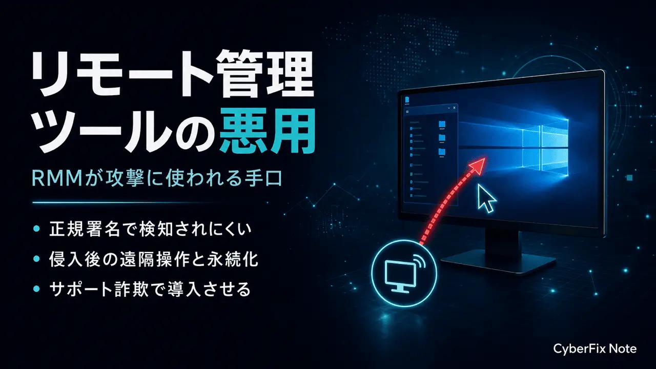 正規のリモート管理ツール(RMM)が攻撃に悪用される手口と防御