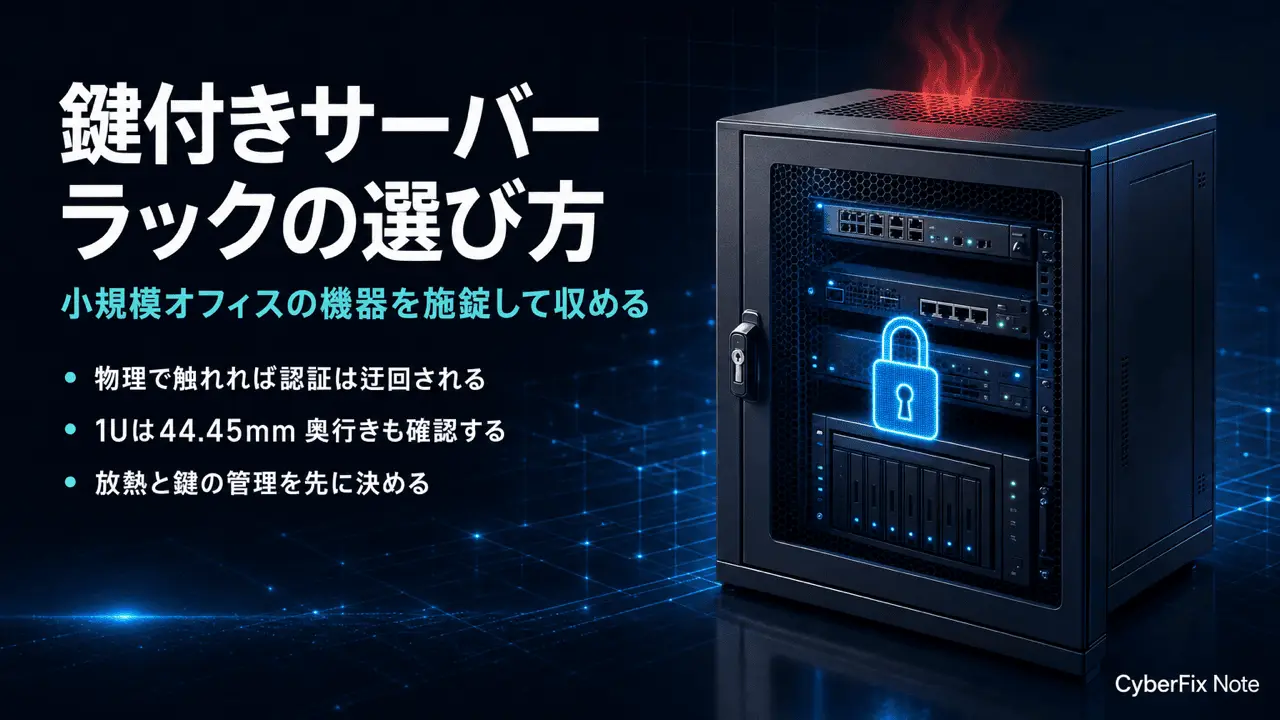 小規模オフィスのネットワーク機器を施錠して収める鍵付きサーバーラックの選び方