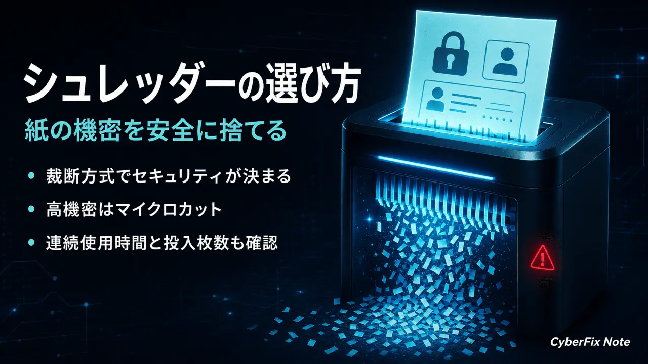 情報漏えいを防ぐシュレッダーの選び方。家庭・オフィスの紙の機密を安全に捨てる