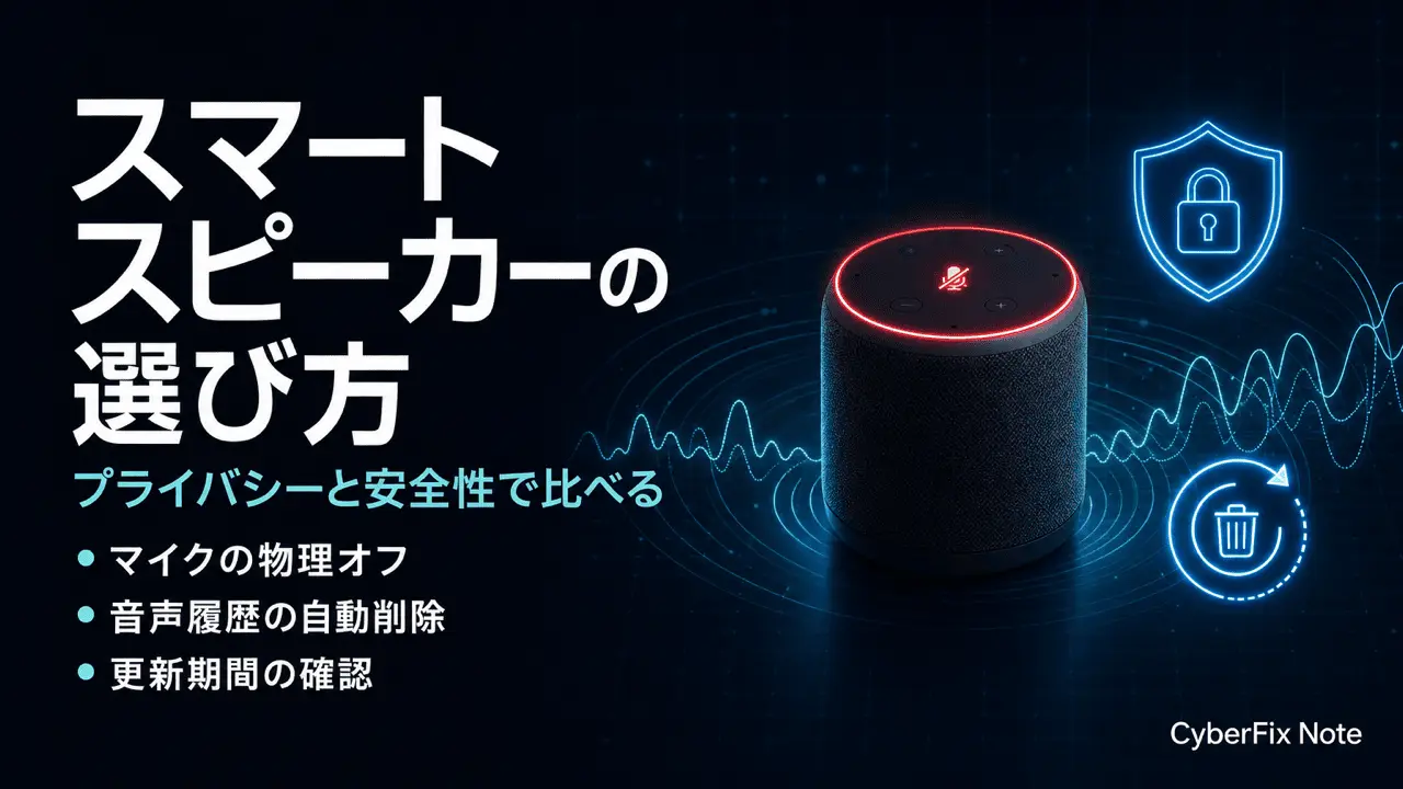 スマートスピーカーをプライバシーと安全性で選ぶ。マイクの物理オフ、音声履歴の自動削除、更新期間を確かめる