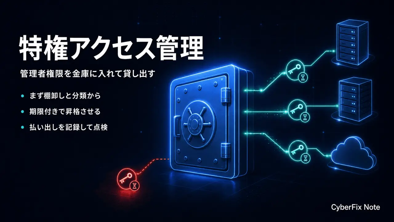 特権アクセス管理(PAM)の作り方。管理者権限を金庫に入れて必要なときだけ貸し出す