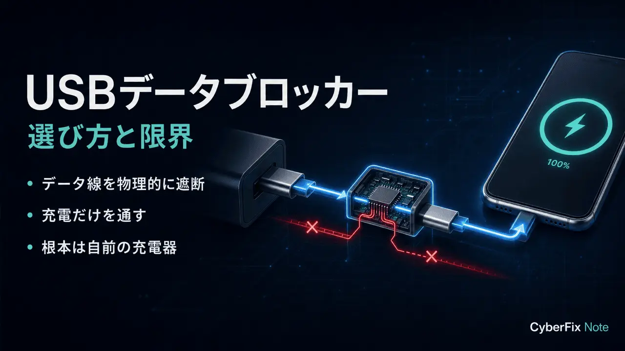 USBデータブロッカーの選び方。公共の充電スポットでデータ線を遮断して充電だけ通す