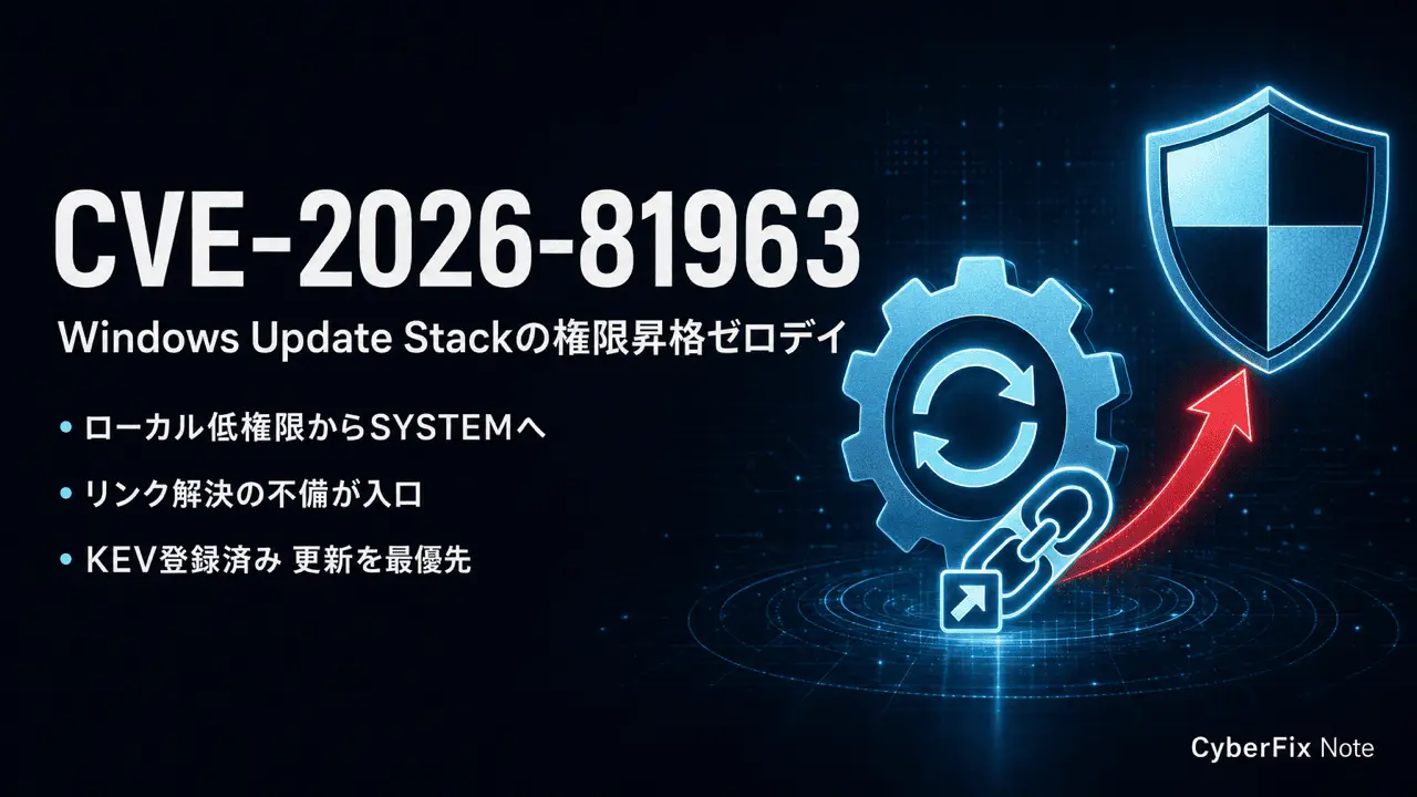 Windows Update Stackの権限昇格ゼロデイCVE-2026-81963と2026年9月更新の対応優先度